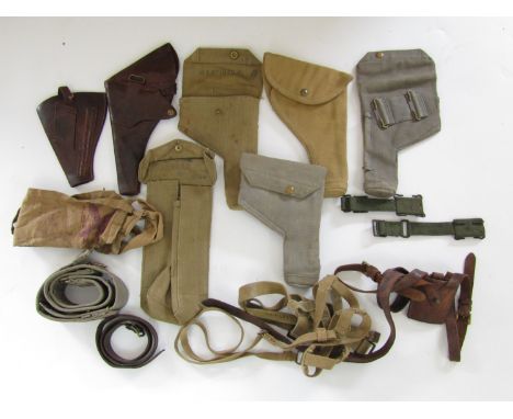 A quantity of RAF and Army webbing and leather belts, holsters etc