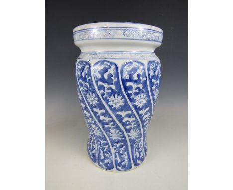 A reproduction Chinese blue and white ceramic stool
