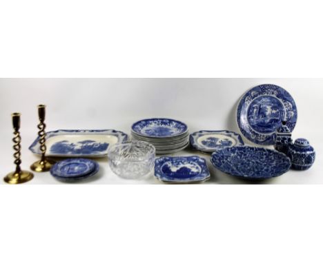 A Copeland Spode's Italian bread plate, of circular form, 30cm Dia., a small quantity of other Copeland Spode's Italian,  blu