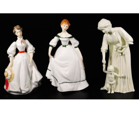 Three various Royal Worcester figures, comprising of Morning Walk, 19cm H, Coming of Age and First Steps.  (3)
