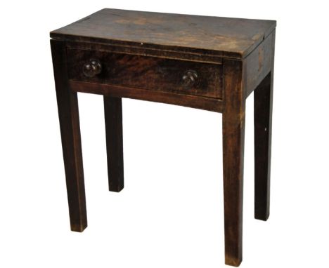 A 19thC stained oak side table, of rectangular form, with frieze drawer, on block legs, 75cm H, 66cm W, 37cm D.