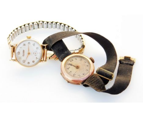 Two wristwatches, comprising a Rotary ladies wristwatch, with small circular watch head, on expanding gold plated bracelet, a
