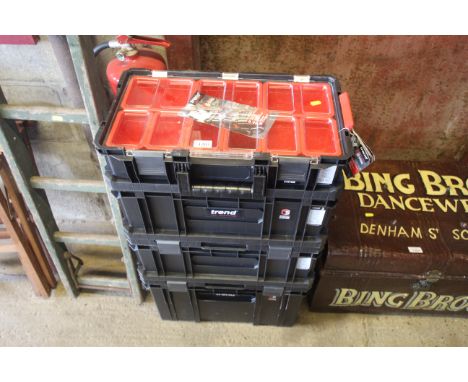 A Trend multi compartment storage tools chest on trolley base with instruction guide 