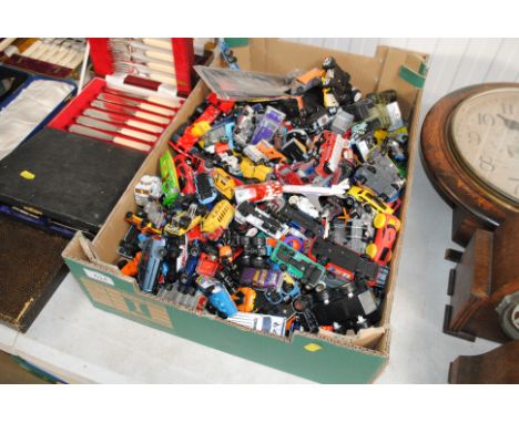 A tray box of play worn die-cast model vehicles 