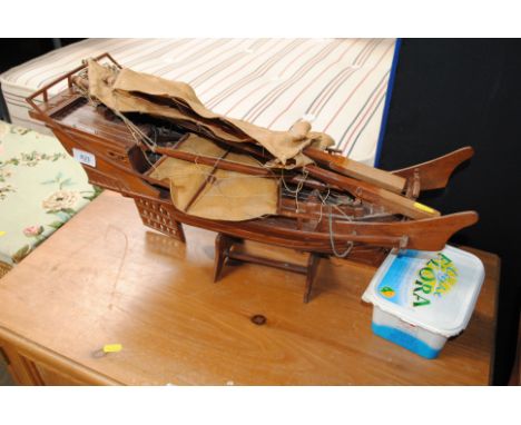 A wooden model of a Chinese junk