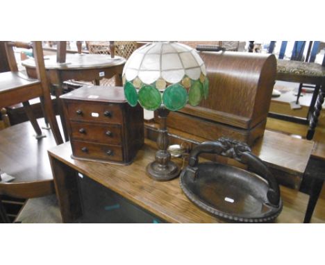 A TIFFANY STYLE LAMP AND OTHER ITEMS