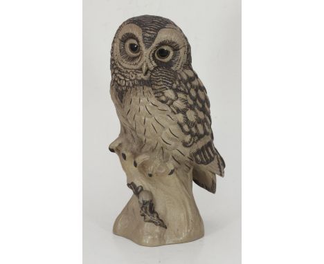 A Poole pottery large stoneware owl by Barbara Linley Adams with impressed marks and signed 'B Linley-Adams, slight chip to o