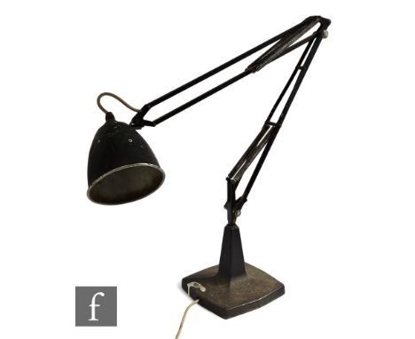 Herbert Terry &amp; Sons - A 1930s model 1209 four-string anglepoise lamp, black, mounted on a black heavy cast base, extende