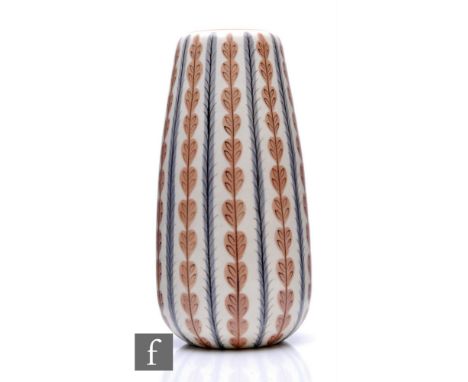 Alfred Read - Poole Pottery - A 1950s Freeform earthenware vase, shape 686, decorated in the YCB pattern with vertical bands 