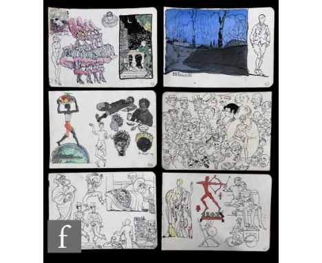 Albert Wainwright (1898-1943) - Seven sketch book pages depicting figurative studies, dancers, portrait studies, landscape se