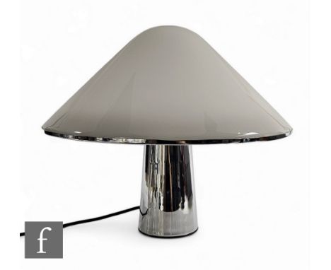 iGuzzini - An Italian 1970/80s acrylic and chrome 'Elpis' lamp, formed in the shaped of a mushroom, the tapered chrome base, 
