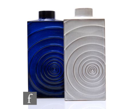 Cari Zalloni - Steuler - Two 1960s Zyclone series ceramic vases, shape 196/40, each of rectangular section and moulded with c