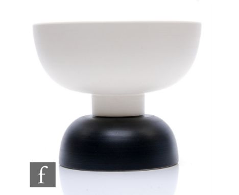 Ettore Sottsass - Bitossi - A contemporary centerpiece vase from the Memphis range, the high sided bowl decorated to the inte