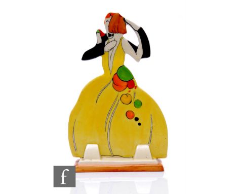 Clarice Cliff - Age of Jazz - A figural group modelled as a couple dancing, him in black tie and tails, her in a yellow ballg