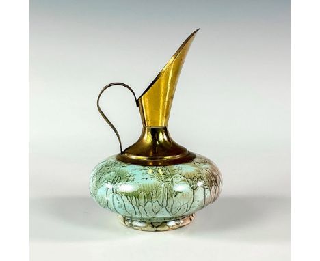 Turquoise toned with lustre finish &amp; branch patterning. With handle.Hand Painted Delft Made In Holland on bottom. This it