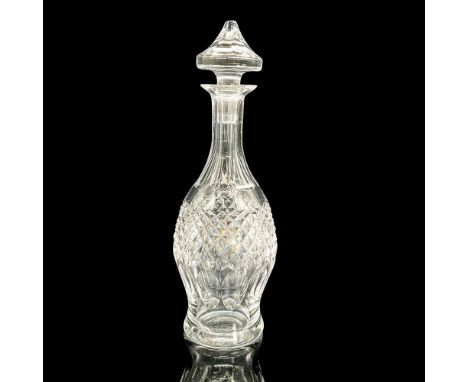 Stunning clear crystal decanter with thumbprint oval and raised diamond pattern Waterford acid etched mark. Dimensions: 13.5"