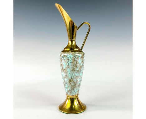 Turquoise toned with lustre finish &amp; branch patterning. Brass accented handle, spout, and base.This item has no reserve. 
