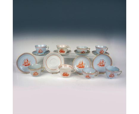 This collection includes 2 Wedgwood cups &amp; saucers of Flying Cloud built in 1850 and 6 Spode cups &amp; saucers of Tradew