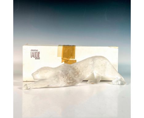 Breathtaking panther figure modeled crouching in a frosted finish. Lalique France etched backstamp. This item has its origina