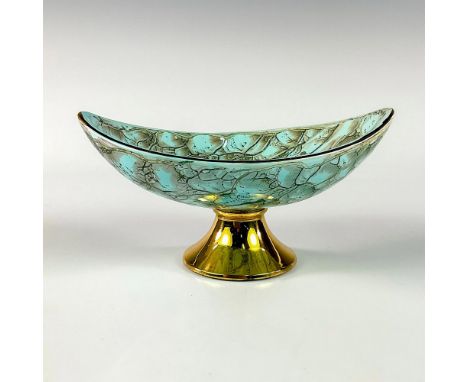 Turquoise toned with lustre finish and branch patterning. Gold toned rim around piece.Holland on bottom of piece. This item h
