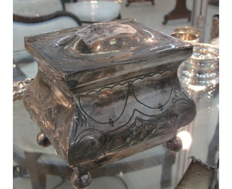 A silver-plated tea caddy: WB & Co