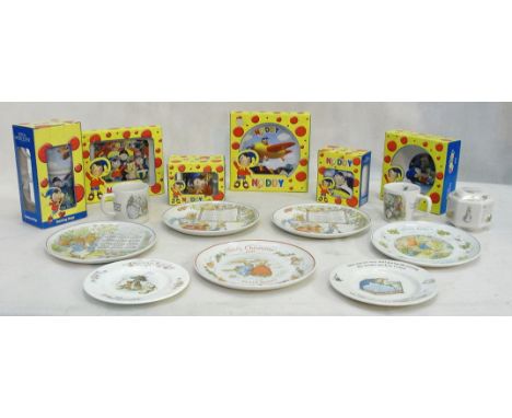 A box of Peter Rabbit Wedgwood items and Royal Worcester Noddy items