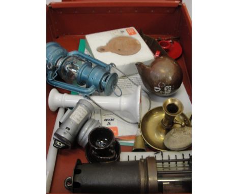 Two boxes of teaching aids: History of Lighting, miners' lamps etc