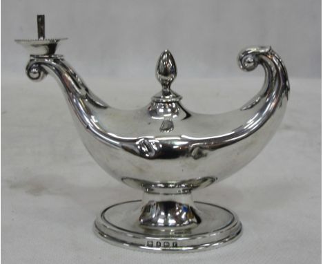 A HM silver oil lamp