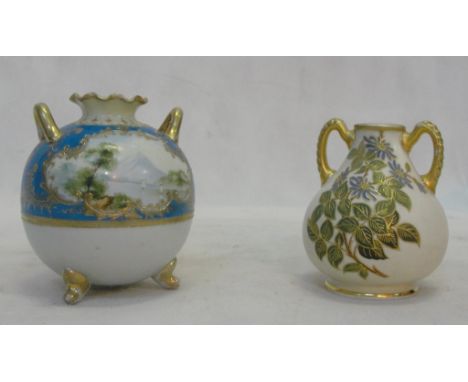 A Royal Worcester squat vase; together with a Noritaki vase