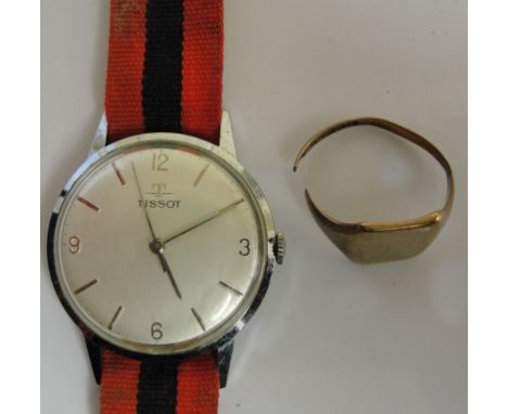 A vintage Tissot watch; together with a 9ct ring