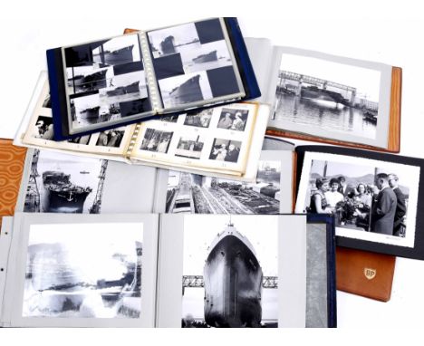 A GROUP OF PHOTOGRAPH ALBUMS containing photos relating to the launch of various British Petroleum ships having been manufact