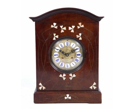AN ART NOUVEAU CLOCK CASE, a walnut box containing an assortment of ceramic and clay pipes, postcards and cigarette cards, an