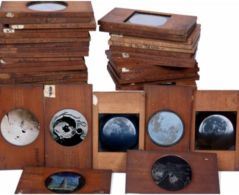 A GROUP OF 19TH CENTURY MAGIC LANTERN SLIDES some by Newton, others by Carpenter & Westley, showing views of the moon to incl