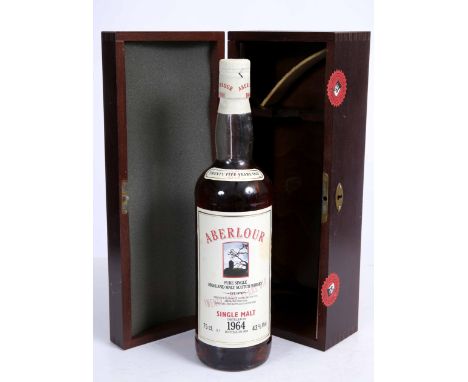 A BOTTLE OF ABELOUR SINGLE HIGHLAND MALT SCOTCH WHISKY, distilled in 1964 and with presentation box