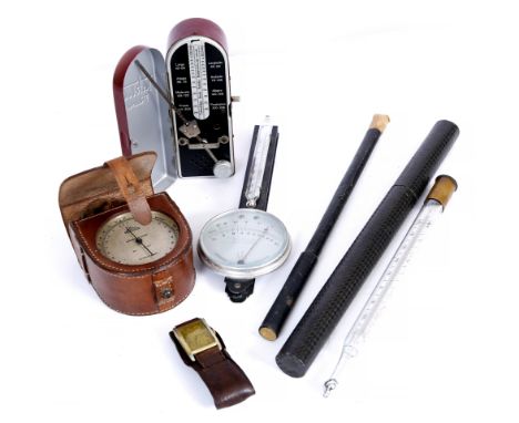 A GERMAN ANEROID BAROMETER by R Fuess of Berlin, 7.5cm diameter together with an old pocket watch and other items