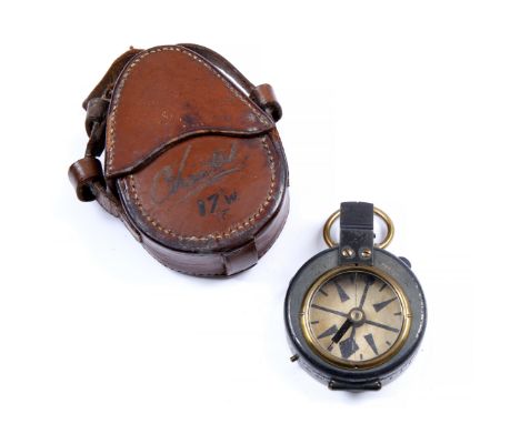 A D.H. STEWARD NO. 239 COMPASS monogrammed to the reverse, A.D. Chanter, in leather case