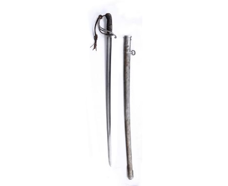 A 19TH CENTURY 1822 PATTERN LIGHT CAVALRY OFFICER'S SWORD with steel scabbard and fish skin grip by Reeves of Birmingham 99cm