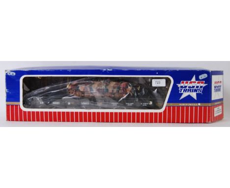 G SCALE: An original G Scale ' USA Trains ' R1750 ' US Army Flat Car With Tiger Tank ' railway trainset wagon. Within the ori