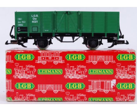 G SCALE: An original G Scale / Gauge railway trainset Lehmann 4021 wagon in green, within the original box.