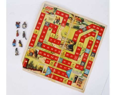 COCOCUBS; A rare original Cadbury Bros. Ltd. (Bournville) Cococubs Race Game Board, c.1930`s, comprising fold out board with 