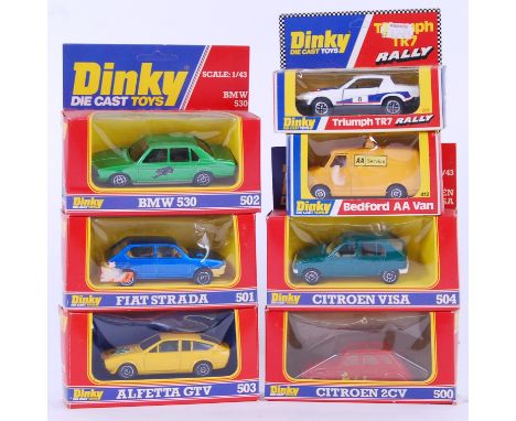 DINKY: A collection of 7x vintage Dinky boxed diecast models, including; 207 Triumph TR7, 412 Bedford AA Van, 504 Citroen Vis