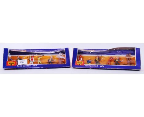 HERALD: A pair of vintage Britains Herald 4606 Cowboys plastic model cowboys. Both appear unused, within the original boxes. 