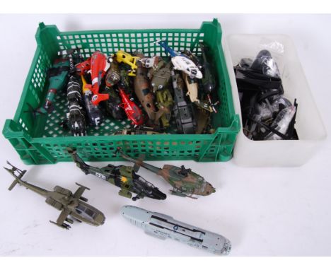 HELICOPTERS: A collection of 1:144 scale model (some diecast) helicopters and loose parts. Most AF with bits missing / loose 