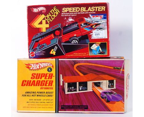 HOTWHEELS: Two vintage Mattel made Hotwheels diecast accessory sets, comprising of; Super Chaser and Speed Blaster. Both with