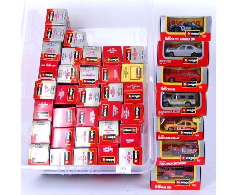 BURAGO: A large collection of 40x Burago 1:43 scale diecast model boxed cars. Various makes and models, each within the origi