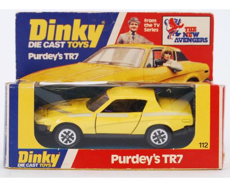 DINKY: An original vintage Dinky Toys No. 112 Purdey's TR7 from ' The New Avengers.' Within the original box. The tab remaini