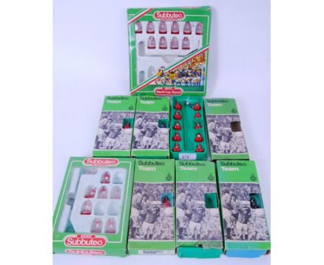 SUBBUTEO: A collection of 8x Subbuteo football teams, to include No. 41 being complete. All others incomplete, but within the