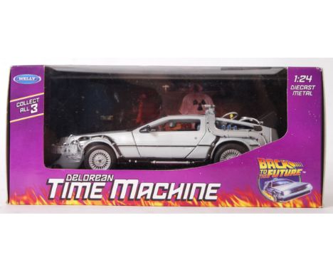 BACK TO THE FUTURE; A Welly Toys 1:24 scale diecast model Back To The Future Delorean. Unused, within the original display bo