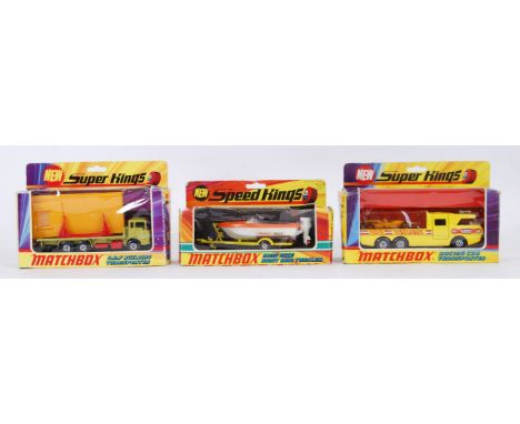 MATCHBOX: A collection of 3x Matchbox diecast model cars; 2x Super Kings K-13 & K-7 and a Speed King K-25. All mint, within t