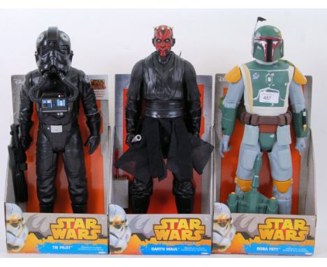 STAR WARS: A collection of 3x contemporary Star Wars 18" action figures - all mint and unused, still tied to original card ba